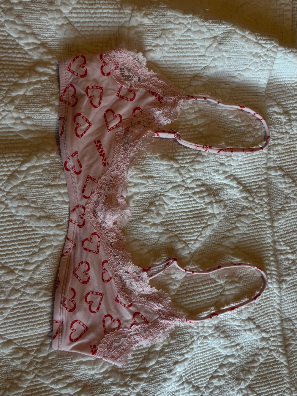 SKIMS Pink Lace Heart Bralette